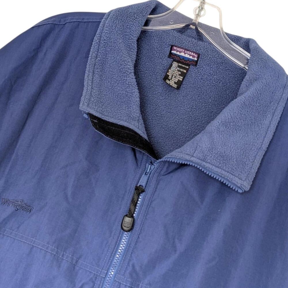 White Sierra Jacket Mens 2XL Blue Fleece‎ Lined Nylon Full Zip Bomber Ribbed Hem